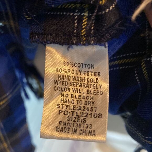 Umgee Blue Plaid Raw Fringe Hem Button Down - Picture 8 of 8